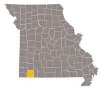 Missouri map with Barry County highlighted