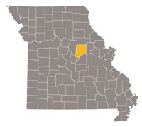 Map of Missouri highlighting Callaway County