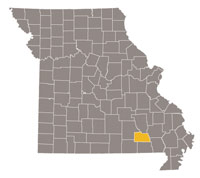 Map of Missouri highlighting Carter County
