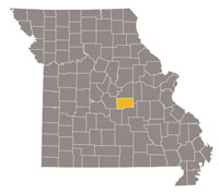 Map of Missouri highlighting Maries County