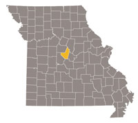 Missouri map with Moniteau County highlighted.