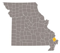 Missouri map with Scott County highlighted
