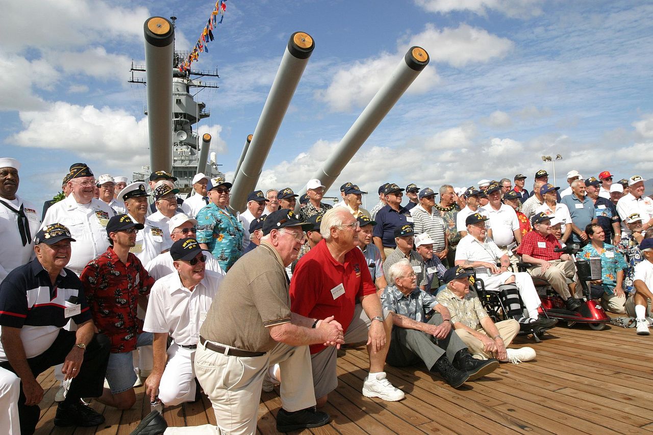 USS Missouri veterans on deck