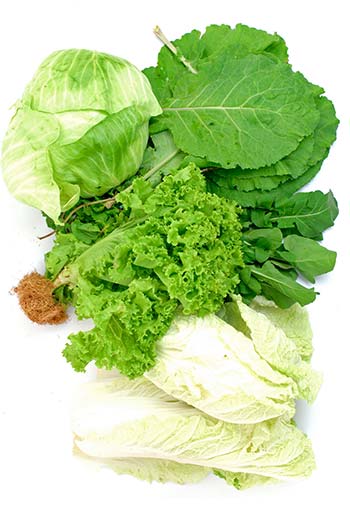 Various types of greens