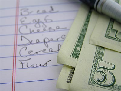 Shopping list and money