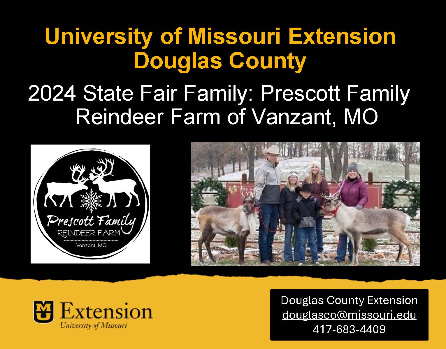 Douglas County 2024 State Fair Family Prescott Reindeer Farm of Vanzant MO