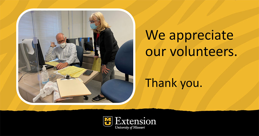 We appreciate our volunteers. Thank you. Pictured: Jack Kammerer and Roberta Kostrow