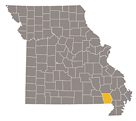Map of Missouri with Butler county highlighted.