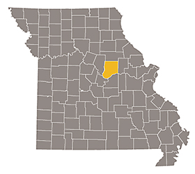 Map of Missouri with Callaway county highlighted.