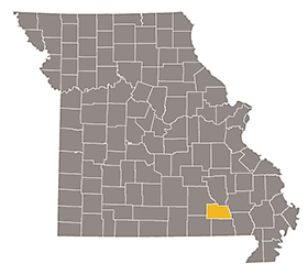 Map of Missouri with Carter county highlighted.