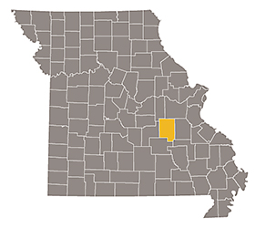 Map of Missouri with Crawford county highlighted.