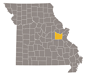 Map of Missouri with Franklin county highlighted.