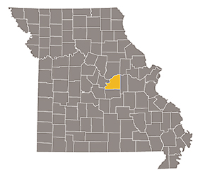 Map of Missouri with Osage county highlighted.