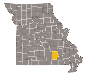 Map of Missouri with Shannon county highlighted.