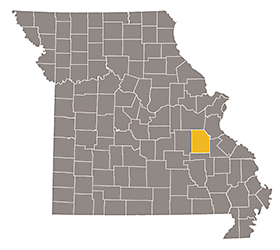 Map of Missouri with Washington county highlighted.