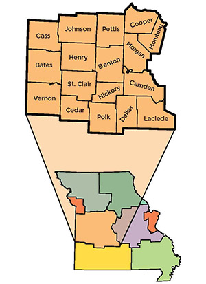 West Central region counties pulled out of state of Missouri