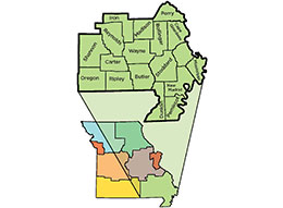 Link to a map of MU Extension's southeast region