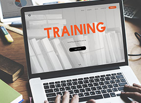 Laptop displaying online training