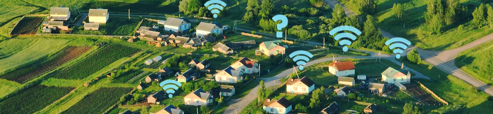 houses with broadband symbols on the roof
