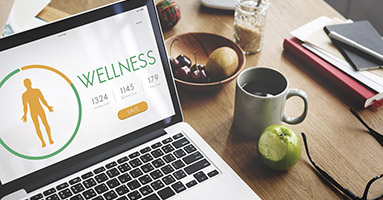 Laptop showing wellness content