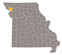 Missouri map with Andrew county highlighted