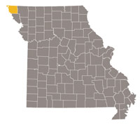 Missouri map with Atchison county highlighted