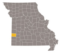 Missouri map with Barton county highlighted