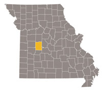 Missouri map with Benton county highlighted