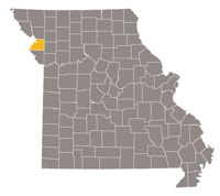 Missouri map with Buchanan county highlighted