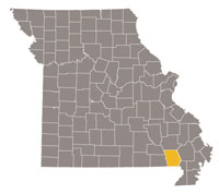 Missouri map with Butler county highlighted