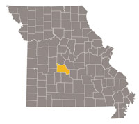 Missouri map with Camden county highlighted