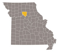Missouri map with Chariton county highlighted