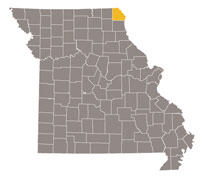 Missouri map with Clark county highlighted