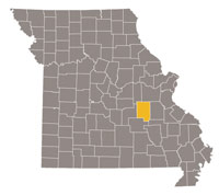 Missouri map with Crawford county highlighted