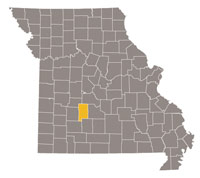 Missouri map with Dallas county highlighted