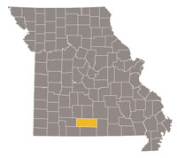 Missouri map with Douglas county highlighted