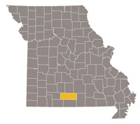 Map of Missouri highlighting Douglas County