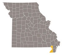 Missouri map with Dunklin county highlighted