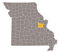 Missouri map with Franklin county highlighted