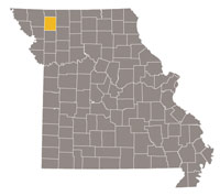 Missouri map with Gentry county highlighted