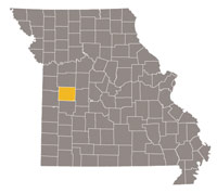 Missouri map with Henry county highlighted