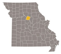 Missouri map with Howard county highlighted