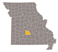 Missouri map with Laclede county highlighted