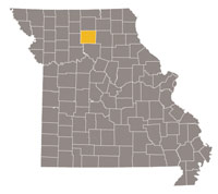Map of Missouri highlighting Linn County