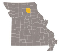 Missouri map with Macon county highlighted