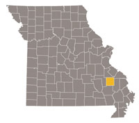 Missouri map with Madison county highlighted