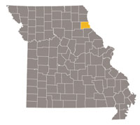 Missouri map with Marion county highlighted