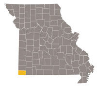Missouri map with McDonald County highlighted