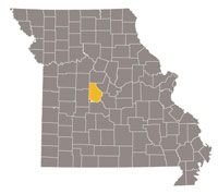 Missouri map with Morgan County highlighted.