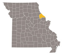 Missouri map with Pike county highlighted